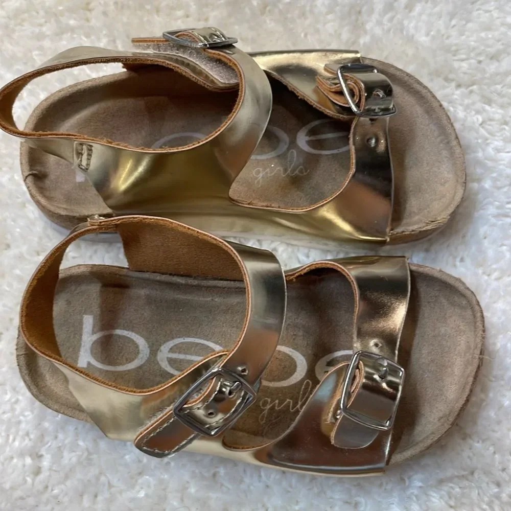 Disney Toddler High Top Princess Tiana Sneakers and Bebe Gold tone Sandal Sz 7